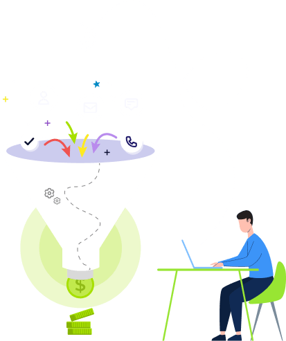 AI-powered sales analytics dashboard showing growth metrics and lead management features